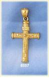 14K Gold Crucifix Pendant w/INRI Above Jesus