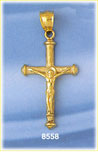 14K Gold Crucifix Pendant w/Halo Above Jesus