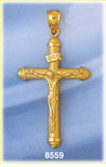 14K Gold Crucifix w/Jesus INRI Pendant
