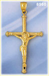 14K Gold Slender Crucifix w/Jesus Pendant