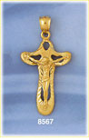 14K Gold Crucifix & Jesus Pendant w/Cutout Center Design