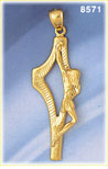 14K Gold Crucifix w/Profile Of Jesus Pendant