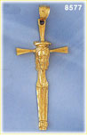 14K Gold Crucifix Pendant w/Head Of Jesus & Halo