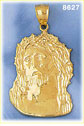 14K Gold Jesus Christ Wearing Crown Of Thorns Pendant