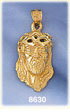 14K Gold Jesus Christ Adorned w/Crown of Thorns Head Charm