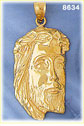 14K Gold Crucifixion Of Jesus Christ Wearing Crown Of Thorns Face Pendant