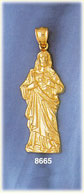 14K Gold Statue Of Jesus Christ Revealing The Image Of His Heart Pendant