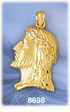 14K Gold Profile Of The Head Of Jesus Christ w/Crown Of Thorns Pendant