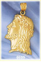14K Gold Profile Of Jesus Christ's Head w/Crown Of Thorns Pendant