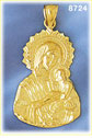 14K Gold Virgin Mary Holding Christ As Baby Pendant