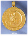 14K Gold Saint Christopher Carrying Jesus Inscribed Coin Medallion