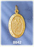 14K Gold Saint Christopher Protect Us Oval Medallion