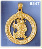 14K Gold Protect Us Saint Christopher Carrying Baby Jesus Medallion