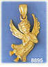 14K Gold Flying Angel Praying Pendant