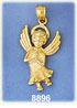 14K Gold Haloed Angel Flying & Praying Charm