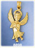 14K Gold Angel w/Halo Praying While Flying Pendant