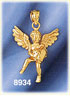 14K Gold Angel w/Wings Spread Holding Glistening Heart 3D Charm
