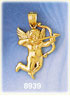 14K Gold Cupid Angel Aiming Bow & Arrow Charm