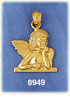 14K Gold Angel With Wings Resting Head On Hand Pendant