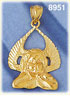 14K Gold Head Resting On Hands Winged Angel Pendant