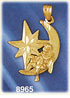 14K Gold Angel Resting On Moon With North Star Pendant