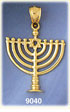 14K Gold Jewish Hanukkah Menorah Pendant