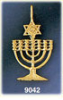 14K Gold Menorah Pendant w/Star Of David
