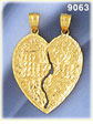 14k gold breakaway etched mizpah heart pendant