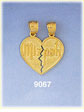 14k gold mizpah genesis 31:49 breakaway friendship heart charm