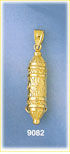 14K Gold 3D Decorative Jewish Mezuzah Pendant