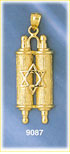14K Gold Torah w/Star Of David Pendant