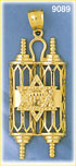 14K Gold Torah & Star Of David Pendant