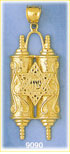14k gold torah & jewish star of david pendant