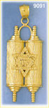 14K Gold Torah With Star Of David Pendant