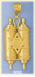 14K Gold Torah With Jewish Star Of David Pendant