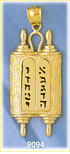 14k gold torah & ten commandments pendant