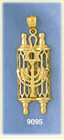 14k gold torah with star of david & menorah pendant