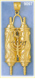14k gold torah embellished with menorah & star of david pendant