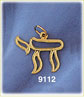14k gold jewish chai outlined charm