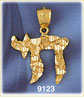 14K Gold Jewish Chai Nugget Pendant