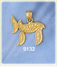 14K Gold Hebrew Jewish Chai Life Charm w/Gold Nugget Design