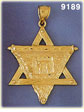 14K Gold Star of David w/Chai On Scroll Pendant