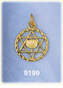 14K Gold Jewish Star of David & Menorah Charm