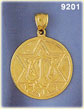 14K Gold Star of David w/Scales Of Justice Medallion