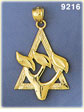 14K Gold Star of David Shin Pendant