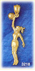 14K Gold Female Basketball Player Charm