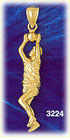 14K Gold Basketball Player Shooting Basketball Charm