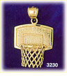 14K Gold Basketball Backboard W/Net Charm