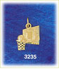 14K Gold Basketball Backboard W/Ball In Basket Charm
