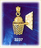 14K Gold Basketball In Basket Backboard Charm